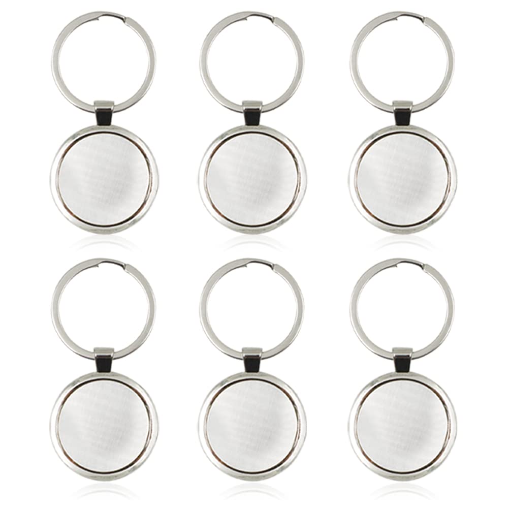 LELE LIFE 6Pcs Solid Metal Key Tags with Split Key Ring and Silver Labels, Polished Key Labels Key Chain Tags, Blank Labeling Tags, Dog Tags, Luggage Tags, Round