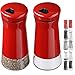 Salt and Pepper Shakers Set with Adjustable Pour Holes by CHEFVANTAGE - Red