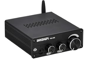 BRZHIFI VOL-65E Tube Preamplifier HiFi Mini Home Audio Preamp Bluetooth 5.0 Bass and Treble Independent Control Headphone Output,RCA Input/Output(Black