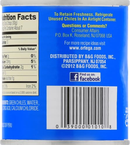 ORTEGA DICED GREEN CHILES, MILD, 7 OZ