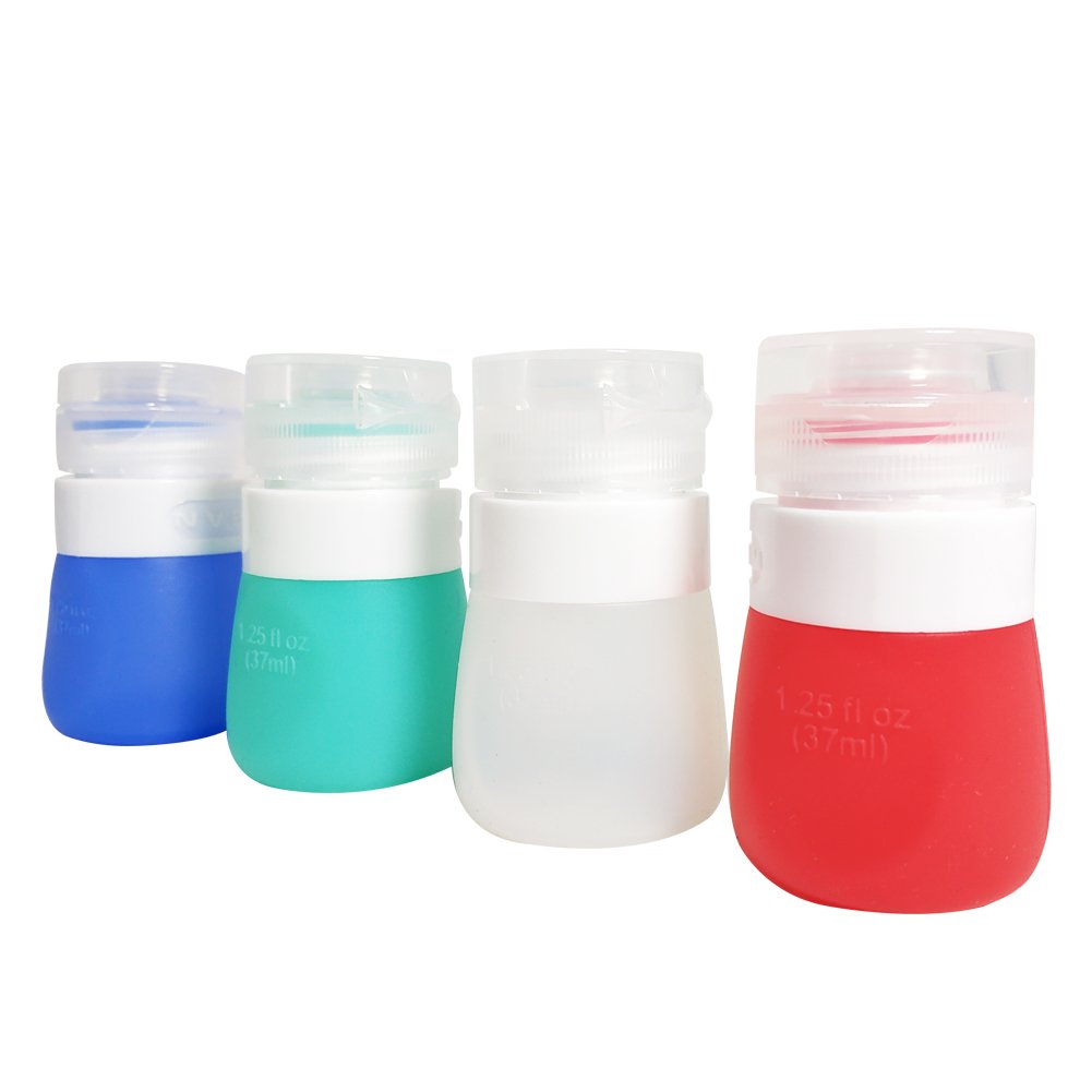 Salad Dressing Bottles,SUNYOU Silicone Squeeze Bottles for Kitchen, Travel, and General Use,Set of 4 (37ml)