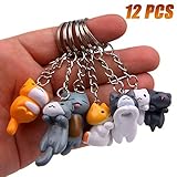 Finduat 12 Pcs Cat Keychains Charms, Collectable Figurines for Kids Adults, Birthday Party Centerpiece Decorations, Cat Theme Baby Shower Party Favors for Kids Birthday Party