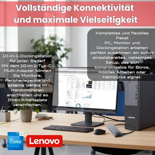 Lenovo Bundle PC Gen5 SFF + ThinkVision Monitor 27″ IPS 100 Hz | Intel Core i5-13420H, 2026 16GB RAM ddr5, 512GB SSD, Windows 11 Pro, Full HD Monitor Docking Station 10 in 1 36 Months Warranty