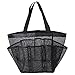iPEGTOP Portable Mesh Shower Caddy, Quick Dry Shower Tote Hanging Bath & Toiletry Organizer Bag with 9 Storage Pockets, Double Handles for College Dorm, Travel, Gym & Camping, Black