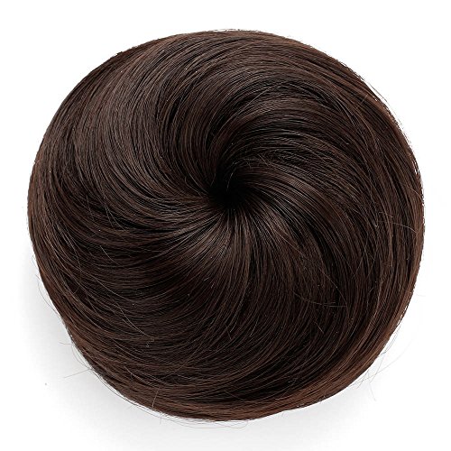 Onedor Synthetic Fiber Hair Extension Chignon Donut Bun Wig Hairpiece (6# – Medium Chestnut Brown)