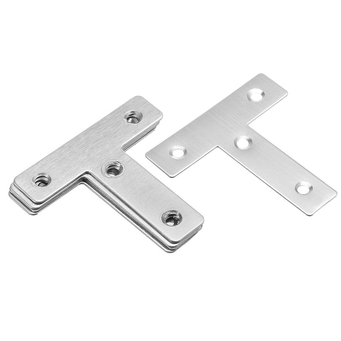 sourcing map Flat T Shape Repair Mending Plate, 60mmx60mm, Stainless Steel Joining Bracket Support Brace, Pack of 5