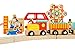 Wooden Train Set Toy Magnetic Trains Cars & Accessories for Toddlers & Kids 3+ Circus Train Set