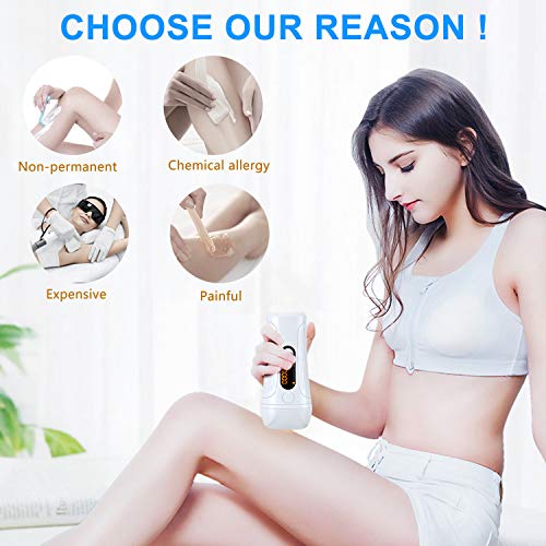 IPL Hair Removal for Women Permanent 500,000 Flashes Painless Facial Wholebody Hair Remover Device Profesional Hair Treatment Home Use (White)