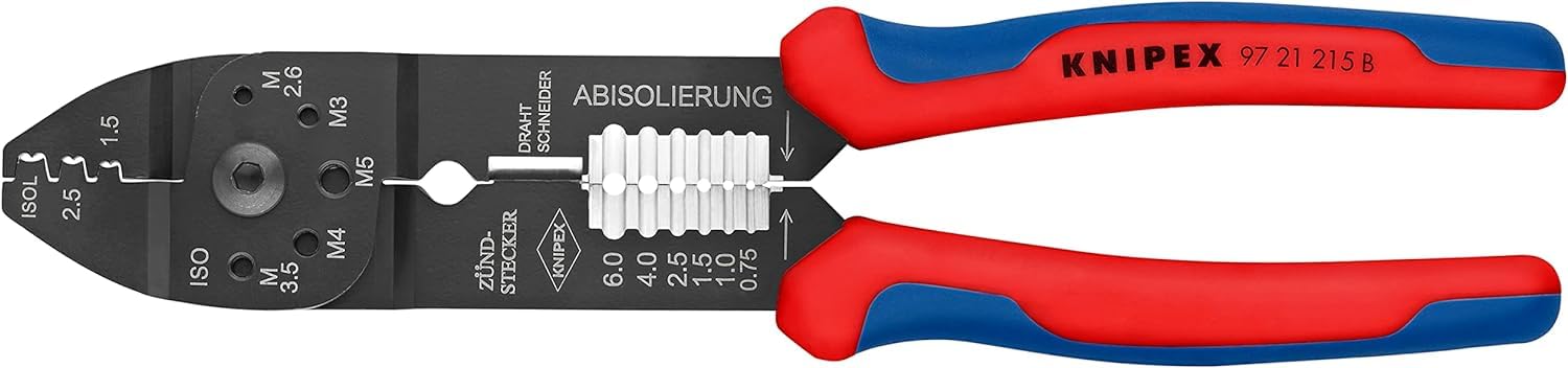 KNIPEX Crimpzange schwarz lackiert mit Mehrkomponenten-Hüllen 230 mm, 97 21 215 B 3
