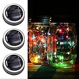 3 Pack Solar Mason Jar Lid Insert- YTE Color Changing LED Mason Jar Solar Fairy Light for Glass Mason Jars and Garden Decor, Solor Fairy String Light