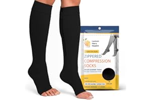 LEMON HERO Compression Socks Men 20-30 mmHg - Open Toe Zippered Compression Stockings for Women, Improves Blood Circulation, Prevents Leg Swelling, Shin Splints, and Edema - 2XL, Black [1 Pair]