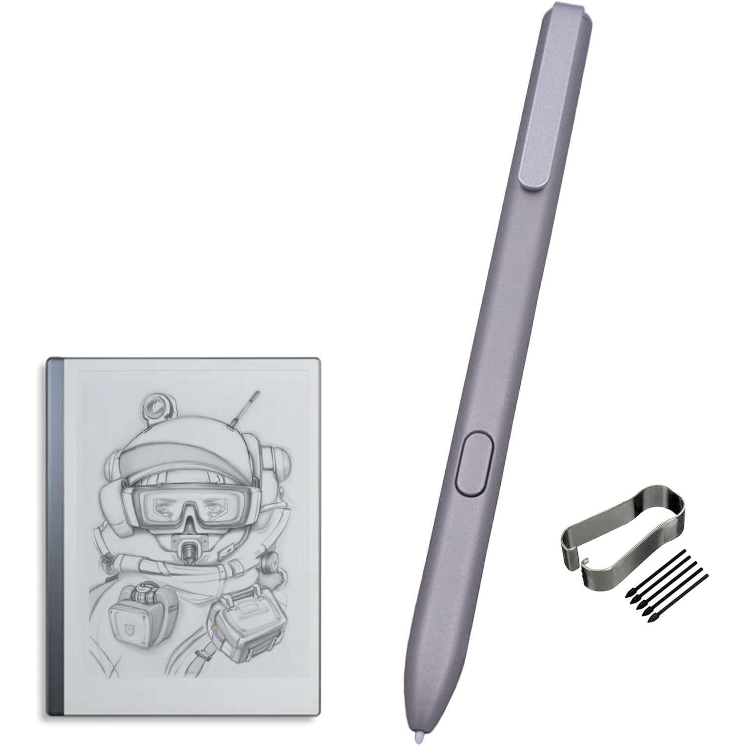 Stylus Pen 2 for Remarkable 2/1 Tablet Notebook Compatible with Remarkable 2/1 Stylus Pen, EMR Device Compatible, No Charging Needed, No Setup, with Replacement Tips/Nibs(Silver)