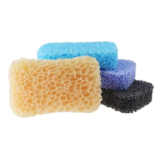 HEALIFTY 4 Stücke Badeschwamm Natürliche Peeling Scrubber Weiche Dusche Schwamm Pads für Männer Frauen (Lila Schwarz Blau Ora