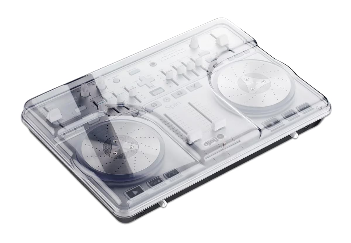 Decksaver Cover for Vestax Spin & Typhoon - Super-Durable Polycarbonate Protective lid in Smoked Clear Colour, Made in The UK - The DJs' Choice for Unbeatable Protection