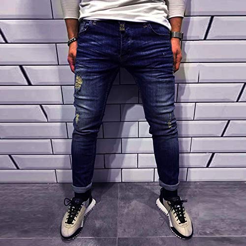 Caopixx Men Casual Trouser Biker Ripped Skinny Jeans Frayed Slim Fit Denim Pants Mens Shorts