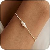 TOBENY Gold Pearl Bracelets for Women trendy 14k Gold Plated Natural Freshwater Pearl Bracelet Dainty Pearl Beaded bridesmaid wedding Non Tarnish Link Bracelet Jewelry Gifts