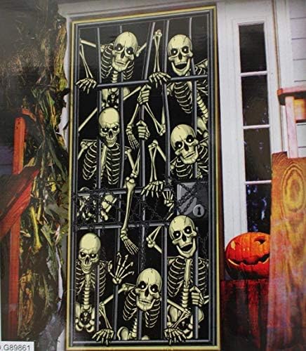 PRC Halloween Door Covers- Skeletons, Zombies, Witch,Evil Clown, Ghosts & Pumpkins (Skeltons in Jail)