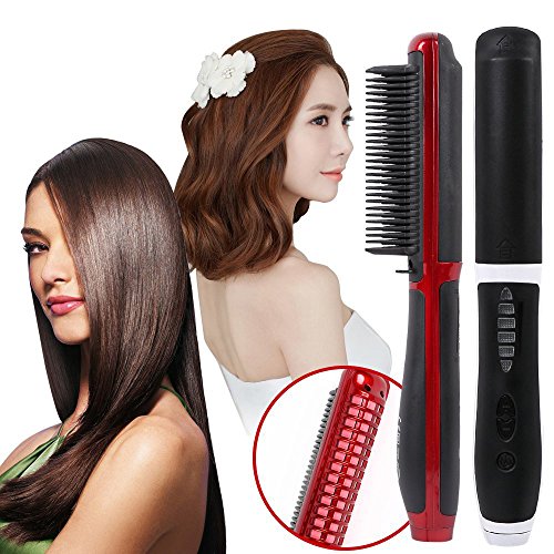 Brosse lisseur cheveux, Willdo Défriser les Cheveux Anti Scald Anti Statique Fer à lisser avec Technologie Ionique (Blanc)