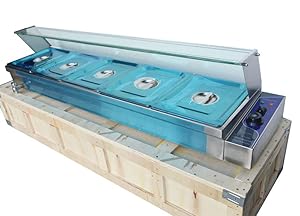 INTBUYING 5-Well 110V Commercial Electric Bain-marie Buffet Line Countertop Food Warmer