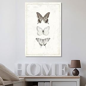 Canvas Wall Art - Hand Drawn Brown Butterfly Collection Series 4 Artwork - Giclee Print Gallery Wrap Modern Home Art Ready to Hang - 12x18 inches