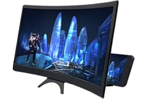 12-inch Phone Screen Magnifier 3D Curved Screen Amplifier for Cell Phone Foldable Screen Enlarger Phone Stand for Home Office