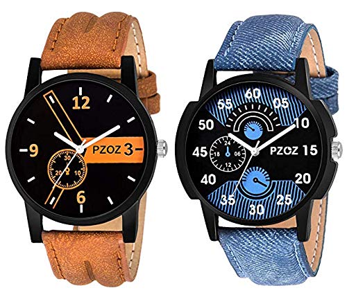 Pzoz Analogue Multicolor Dial Mens & Boys Analogue Combo Of 2 Watch