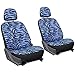OxGord 21pc Set Zebra Car Seat Cover, Carpet Floor Mats, Steering Wheel Cover, Shoulder Pads - Airbag - Front Low Back Buckets - Universal Fit, Truck, SUV, or Van - Blue