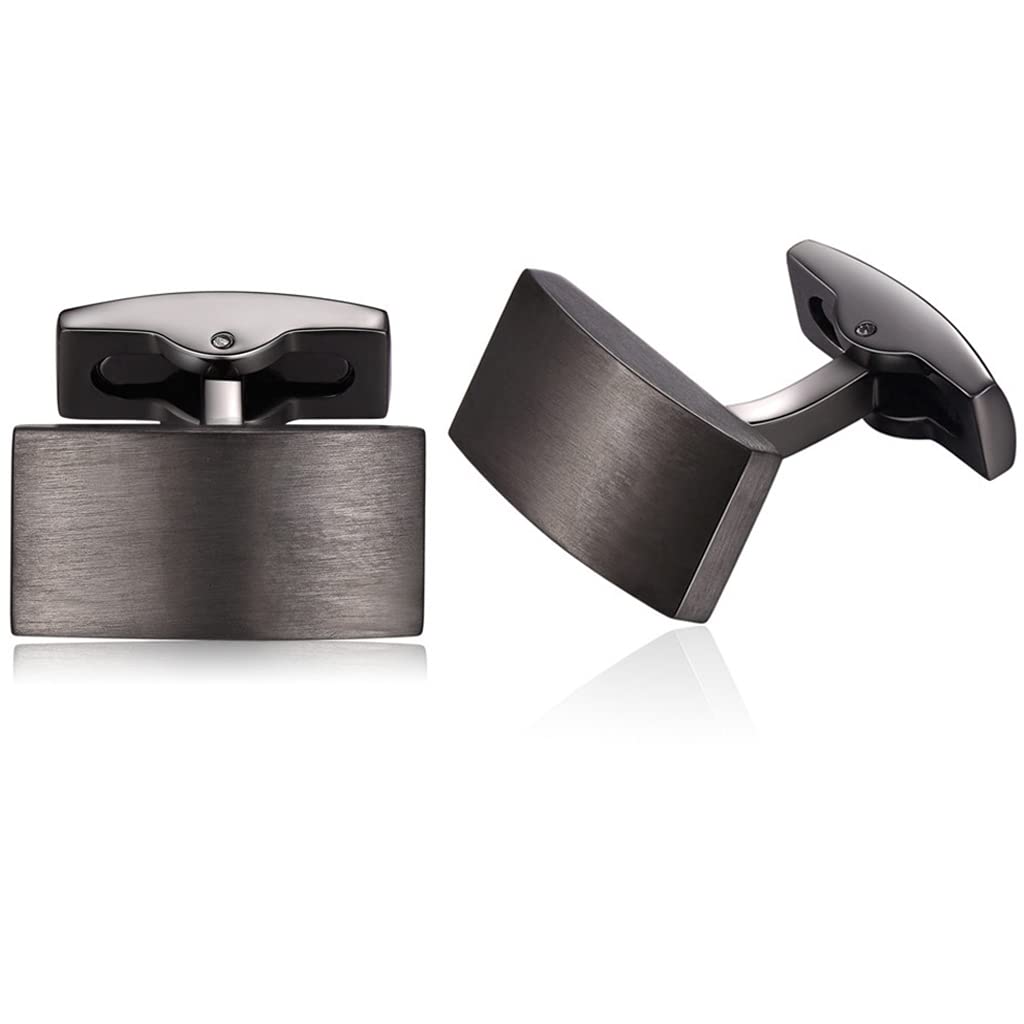 HONEY BEAR Cufflinks for Mens - Rectangle for Business Wedding Gun Black