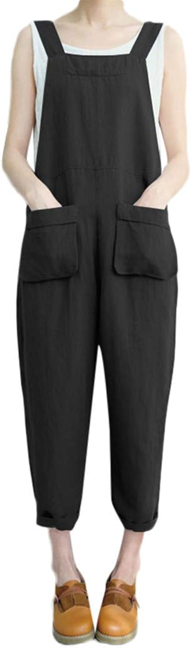 oversized linen dungarees