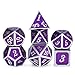 DNDND Metal Game Dice Set, Solid 7 die DND Metal Dice Set Purple Surface and Silver Frame Metal Dice Set with Metal Box for Role Playing Game Dungeons and Dragons RPG and Pathfinder