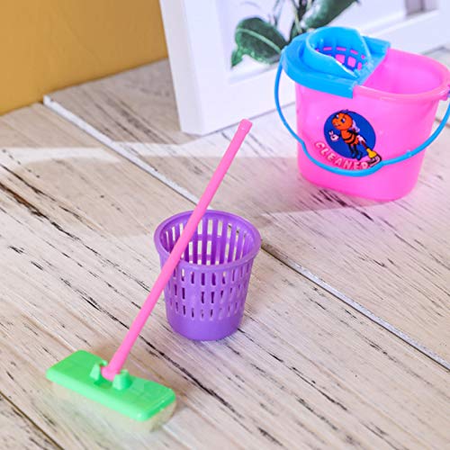 Sumerlly 9 Pcs/Set Kid Pretend Play Mini Housekeeping Tools Kitchen Home Cleaning Broom Brush Toy