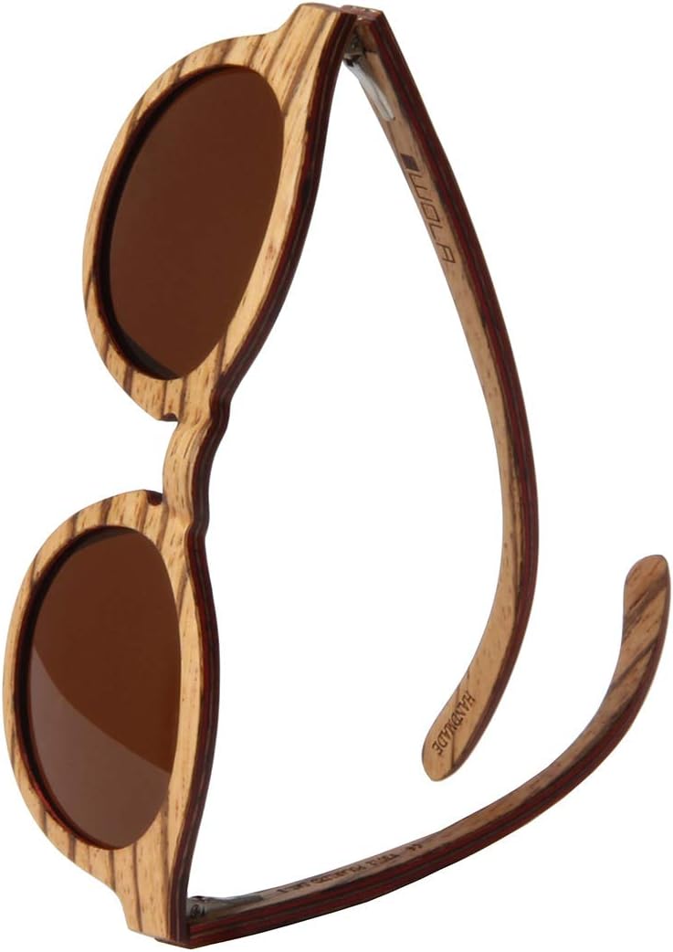 WOLA wooden sunglasses women, SELVA round vintage style eyewear UV400 - polarised - stylish designer glasses wood or bamboo
