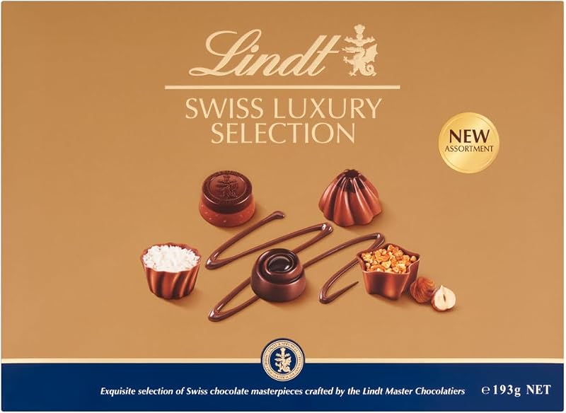 Lindt Swiss Luxury Selection 193g Gift Box - 19 Assorted Milk Dark White