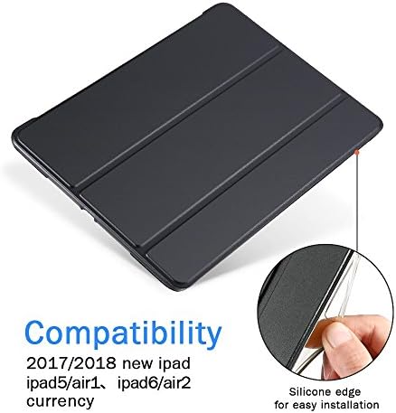Dyasge iPad 9.7 2018/2017 Case, Lightweight Smart Case Trifold Stand with Auto Sleep/Wake Function, Microfiber Lining, Hard Back Cover for The Apple iPad 9.7 iPad 5th/6th Generation,Black