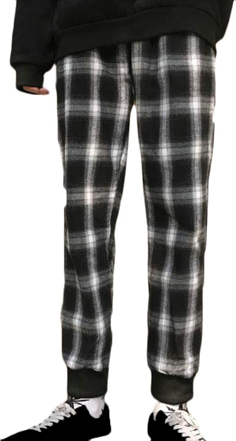 black checkered trousers