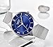 Ultra Thin Mens Watches, Fashion Waterproof Wrist Watch for Men, Analog Wristwatch with Silver Mesh Band (Blue)
