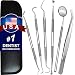 Dental Tools, 6 Pack Teeth Cleaning Tools Stainless Steel Dental Scraper Tooth Pick Hygiene Set with Mouth Mirror, Tweezer Kit for Dentist, Family Oral Care, Dogs - With Leather Case