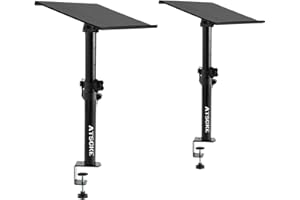 Atsgke Desktop Speaker Stands Set of 2 Studio Monitor Stands Desktop Clamp Studio Speaker Stands Height Adjustable