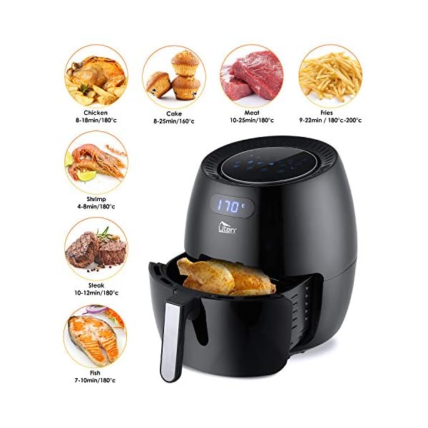 Air Fryer, Uten 6.5L Power Air Fryer with Digital Display, Rapid Air Circulation System Adjustable Temperature and 30…