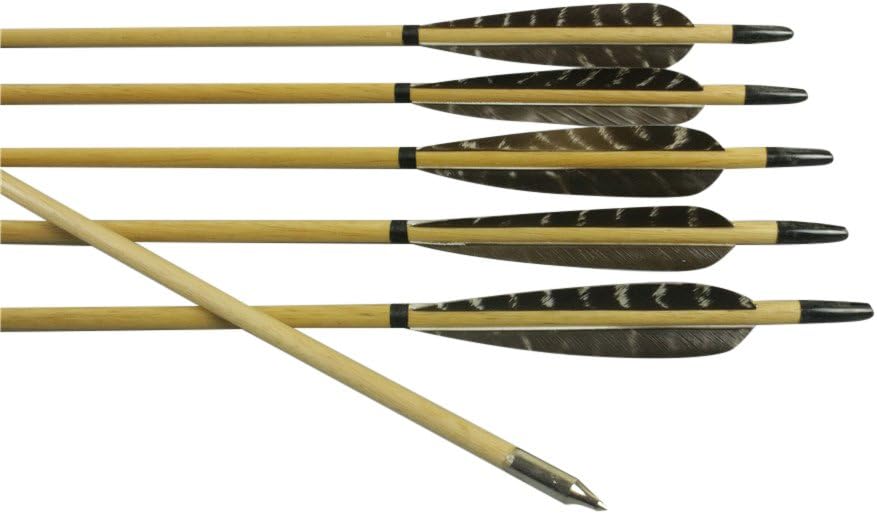 12x Traditional Archery 32" Wooden Arrows 5" Barred Feather Longbow Recurve bow Hunting Practice