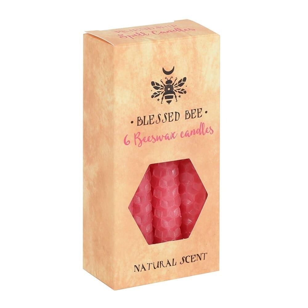 Majestic Pink Beeswax Spell Candles - 11cm x 5.5cm (Pack of 6) - Long-Lasting & Vibrant Decor, Magical Ambience – Perfect for Home & Office