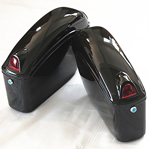 EGO BIKE Black Hard Saddle Bags Trunk Luggage w/Lights Mount Bracket Motorcycle for Yamaha Cruiser