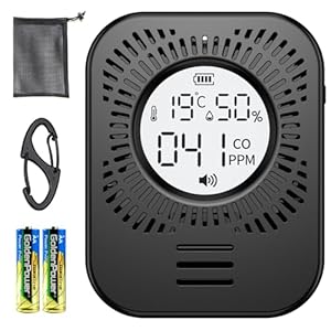 一酸化炭素チェッカー キャンプ用 日本語音声放送 乾電池式 充電不要 3年間超長待機