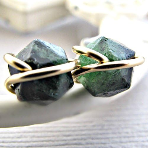 Ruby Zoisite Studs, Gemstone Earrings Studs,14kt Gold Fill Post, Rough Earrings, Ruby Earrings, Birthstone Studs, Gemstone Earrings, Birthstone Earrings, Gold Earrings