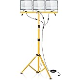 45000 Lumen LED Work Light with Stand, 3-Head Adjustable Lights with 16.5FT Extended Cord, IP65 Waterproof Tripod Work Lamp for Indoor & Outdoor Job Sites, Workshops, Construction, Garage Lighting