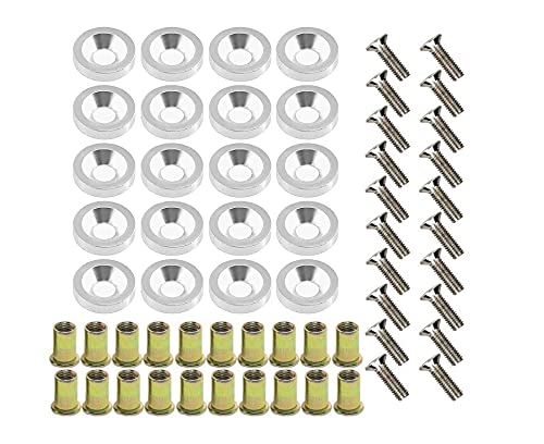 Photo 1 of 20 Pcs Aluminum Bumper Washer Bumper Washer Stainless Steel Bolt Carbon Steel Rivet Nuts Engine Dress Up Kit (Silver)