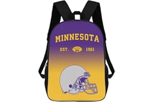 EULUCY Minnesota Shoulder Backpack,Football Sports Backpack,Suitable For School And Outdoor Use,Gift For Sport Fans.