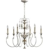 Quorum 6006-6-70 Leaf, Flower, Fruit Six Light Chandelier from Salento Collection in Bronze/Dark Finish,