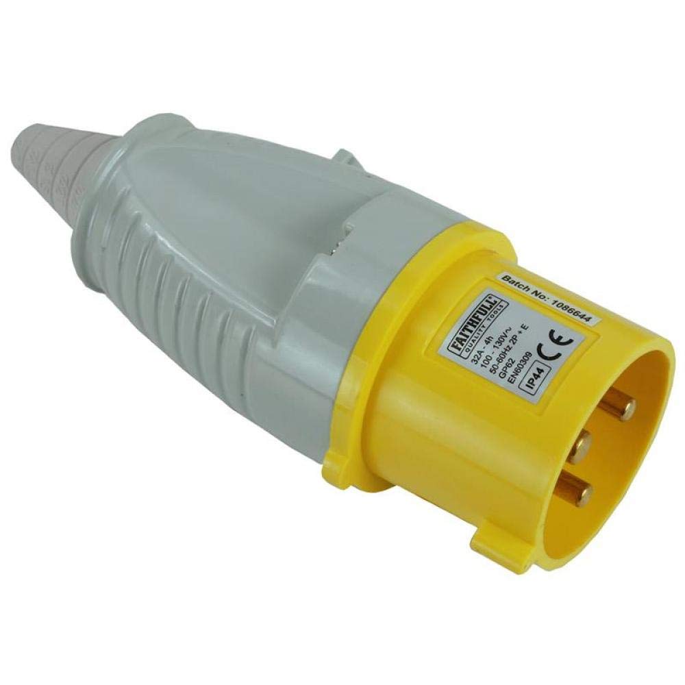 Faithfull FPPPLUG32AMP Replacement 32A Yellow Plug 110V For use with trailing leads