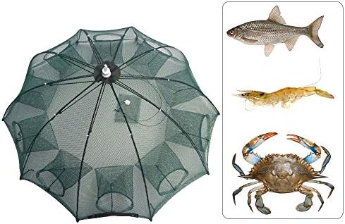 FGASAD Crawfish Trap, Portable Folded Fishing Net Hand Casting Cage Crab Trap Nylon Rope for Catching Small Bait Fish Eels Crab Lobster Minnows Shrimp
